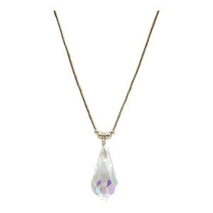 Rainbow Crystal Teardrop Liquid Sterling Silver Vintage Necklace